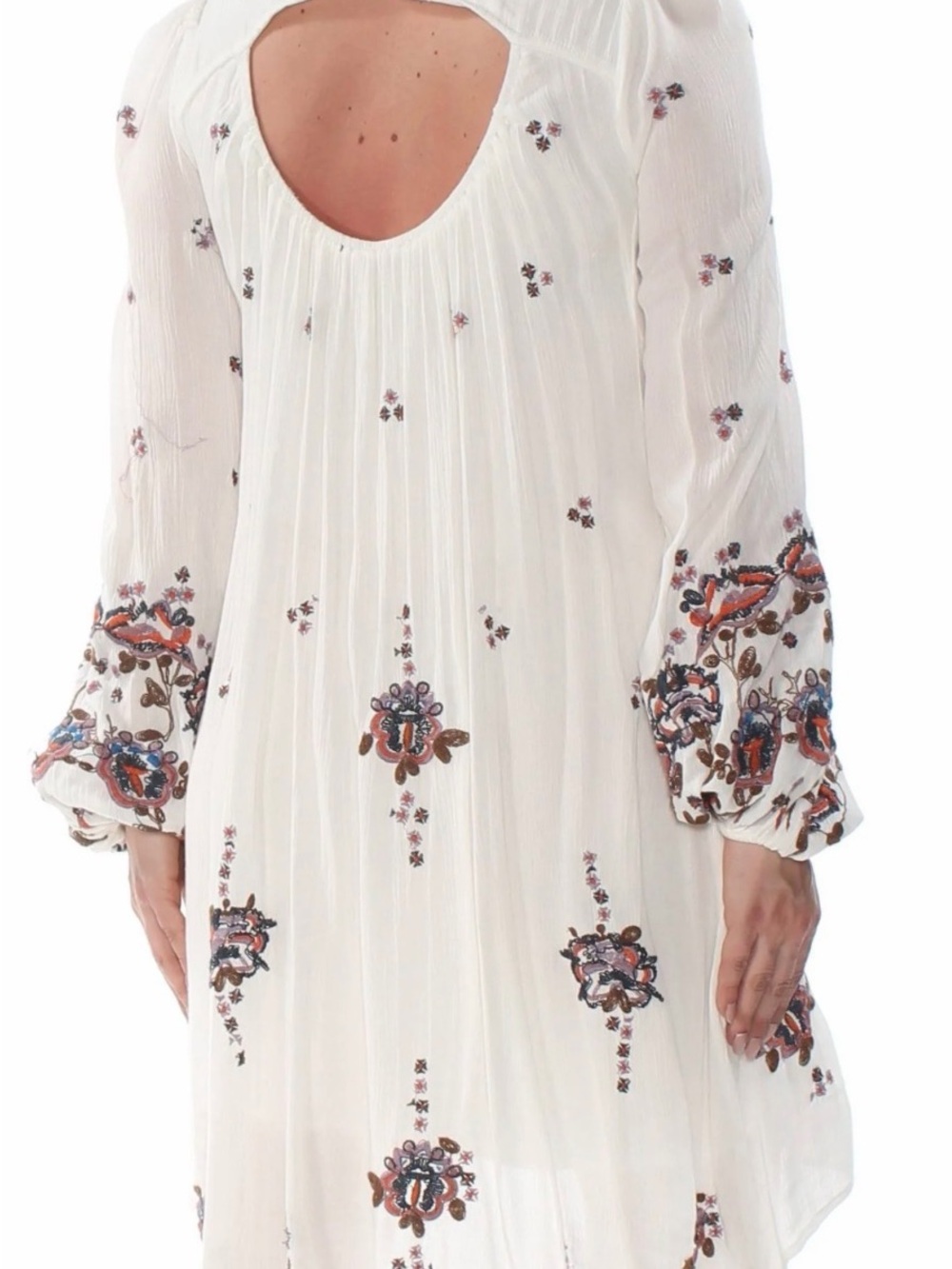 Free People Embroidered Mini Dress Size L - Picture 2 of 11